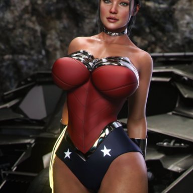 dc, diana prince, wonder woman, apone3d, 1girls, breasts, cleavage, female, female only, large breasts, looking at viewer, solo, wings, 3d, absurd res