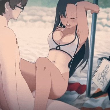 please don't bully me, nagatoro, hayase nagatoro, nekololisama, big breasts, black hair, brown eyes, cleavage, closed eyes, cum, cum in pussy, cum inside, cum on breasts, cum on thigh, ejaculation, erection