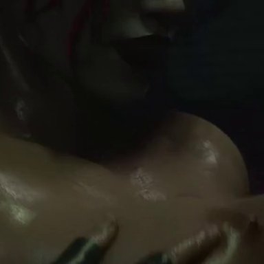 batman (series), dc comics, harley quinn, rash nemain, boobjob, cum, cum on body, cum on breasts, duo, ejaculation, eye contact, female, looking at viewer, male, paizuri