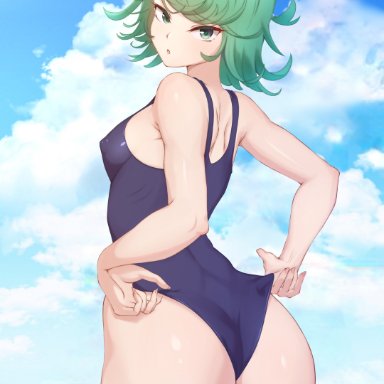 one-punch man, tatsumaki, nsfw oa, 1girls, annoyed, ass, ass focus, bare shoulders, big ass, big butt, blush, breasts, curly hair, embarrassed, female