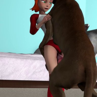 ben 10, gwen tennyson, mehstrosfm, 1animal, 1boy, 1girls, bestiality, cameltoe, canine, canine penis, dog, female, female human/male feral, feral, green eyes