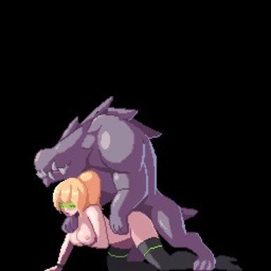 zetria, karnedraws, 1boy, 1girls, female, male, monster, teratophilia, zoophilia, animated, pixel art, tagme