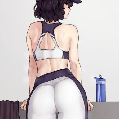 rwby, blake belladonna, bluefield, 1girls, ass, back, back view, black hair, cat ears, catgirl, female, female only, hat, hips, large ass