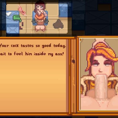 stardew valley, robin (stardew valley), theevilfallenone, 1futa, 1girls, areolae, balls, big balls, big penis, bottomless, breasts, cheating, clothed, clothing, duo