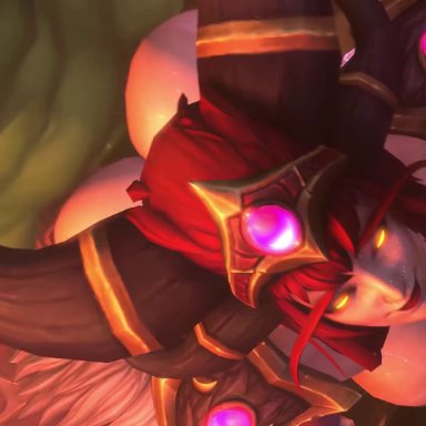 heroes of the storm, warcraft, world of warcraft, alexstrasza, ambrosine92, munt works, against wall, age difference, areolae, ass slap, big ass, big breasts, big horns, big penis, bouncing ass
