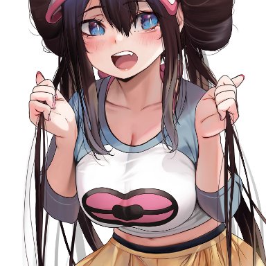 nintendo, pokemon, pokemon bw2, rosa (pokemon), torriet, 1girls, belly button, blue eyes, blush, breasts, brown hair, cameltoe, cleavage, clothed, clothed female