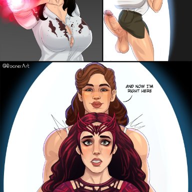 marvel, marvel cinematic universe, marvel comics, what if...?, captain carter, peggy carter, scarlet witch, wanda maximoff, rocner, 1futa, 1girls, balls, big breasts, bottomless, breasts