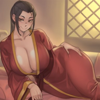 avatar the last airbender, nickelodeon, azula, kelvin hiu, 1girls, alternate breast size, big breasts, black hair, breasts, brown eyes, cleavage, female, gigantic breasts, hips, huge breasts