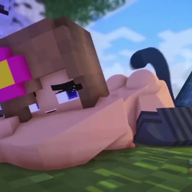 minecraft, jenny belle, squid (minecraft), slipperyt, 1boy, 1boy1girl, 1girls, adult, ahe gao, ambiguous penetration, beach, bestiality, big ass, bisexual (female), blue eyes