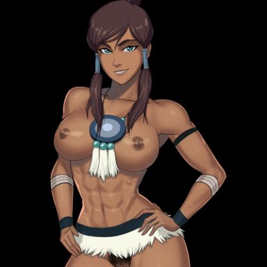 avatar the last airbender, nickelodeon, the legend of korra, korra, sunsetriders7, 1girls, abs, armband, armwear, blue eyes, breasts, casual, dark-skinned female, dark skin, eskimo