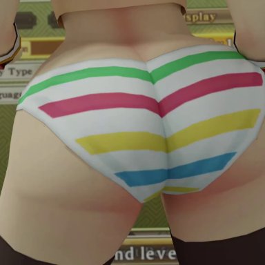senran kagura, asuka (senran kagura), kishi, kishi3d, 1girl, ass, ass focus, ass shake, bubble butt, from behind, huge ass, jiggle, panties, solo, striped