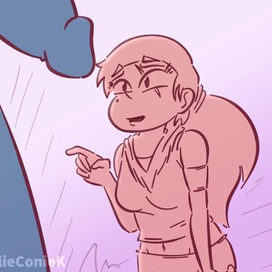 star vs the forces of evil, marco diaz, princess marco, melieconiek, 3boys, ambiguous gender, bare midriff, bare shoulders, big penis, clothed, clothing, crossdressing, cum, cum in mouth, cum on face