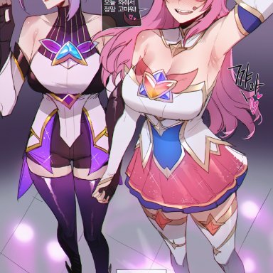 league of legends, riot games, star guardian series, akali, kai'sa, star guardian akali, star guardian kai'sa, ratatatat74, 2girls, ass, athletic female, breasts, female, human, naked