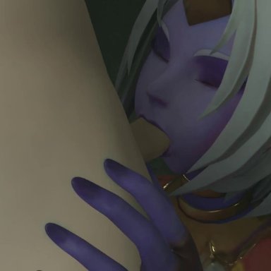 league of legends, soraka, ricepanda, 1boy, 1girls, big penis, blowjob, deepthroat, deepthroat no hands, earrings, erection, fellatio, female, forced deepthroat, forced fellatio