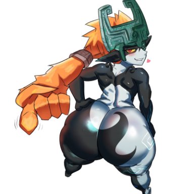 the legend of zelda, twilight princess, midna, ytrall, 1girls, ass, ass focus, dat ass, female, female only, huge ass, large ass, looking at viewer, looking back, shortstack