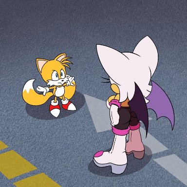 rouge the bat, tails, hyoumaru, ass, bat, fox, funny haha, mating dance, older female, younger male, animated