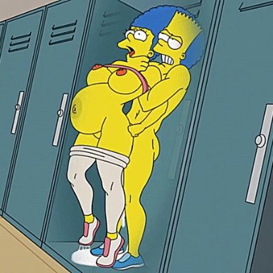 the simpsons, bart simpson, marge simpson, nikisupostat, cum inside, cumflation, inflation, milf, mother and son, raw sex, animated, loop, third-party edit