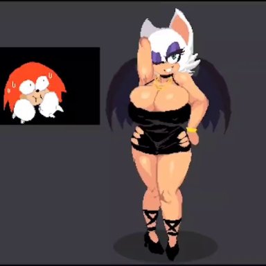 sega, sonic (series), sonic the hedgehog (series), knuckles the echidna, rouge the bat, endymionva, 1boy, 1boy1girl, 1girls, anthro, anthro on anthro, anthro only, areola, areolae, bat