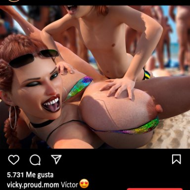 instagram, artist request, beach, big ass, big breasts, big penis, bikini, bimbo, curvaceous, curvy, huge ass, huge balls, huge breasts, huge cock, incest