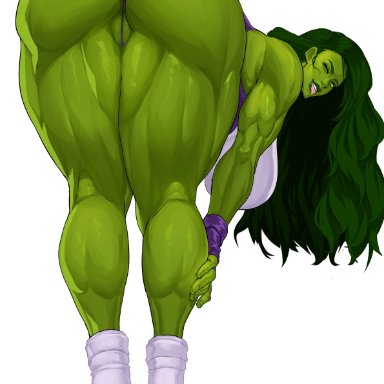 marvel, marvel comics, she-hulk, cyberboi, 1girls, anus peek, ass, big ass, big breasts, big butt, breasts, cameltoe, eye contact, female, female focus