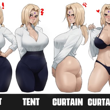 naruto, naruto (series), naruto shippuden, tsunade, echosaber, ass, bra, breasts, curtains, panties, shirt, shirt lift, thick thighs, thighs