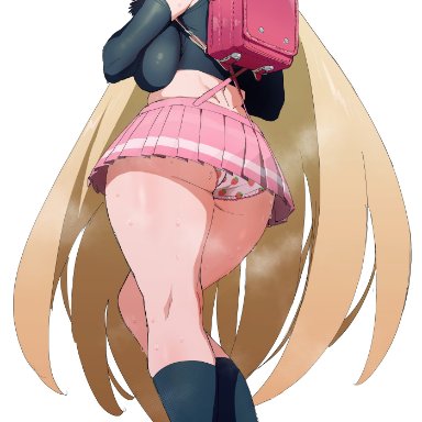 game freak, nintendo, pokemon, pokemon (game), pokemon dppt, cynthia (pokemon), ishii takamori, 1girls, ass, bag, big ass, big breasts, blonde hair, blush, breasts