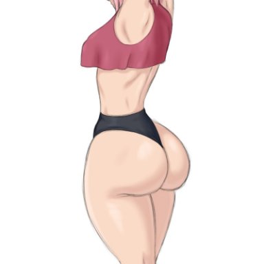 naruto, naruto (series), naruto shippuden, sakura haruno, grizzlyart, 1girls, ass, black panties, butt, female, female only, only female, panties, pink hair, short hair