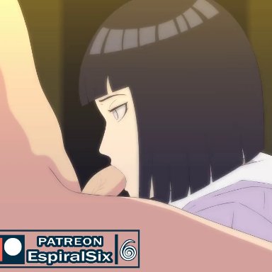 boruto: naruto next generations, naruto, naruto (series), hyuuga hinata, espiralsix, 1boy, 1boy1girl, 1girls, black hair, blinking, blowjob, blunt bangs, bob cut, clothed, clothed female