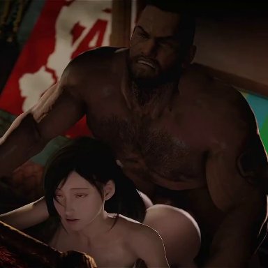 barret wallace, tifa lockhart, blackjr, 1boy, 1girls, dark-skinned male, 3d, animated, sound, tagme, video