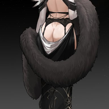 nier, nier: automata, nier (series), yorha 2b, dishwasher1910, 1girls, android, android girl, ass, ass cleavage, backless outfit, black dress, butt crack, dress, facing forward