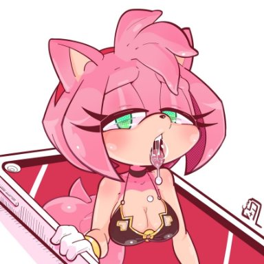 sonic (series), amy rose, vixycore, ahe gao, clothing, pink fur, pink hair, saliva