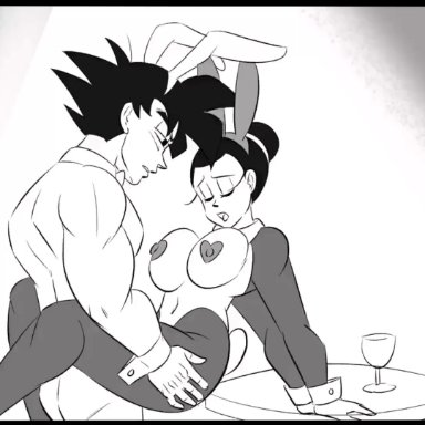 dragon ball, dragon ball super, dragon ball z, shounen jump, chichi, son goku, funsexydragonball, sirenslut, thekaimaster07, 1boy, 1girl, 1girls, black eyes, black hair, bun hair