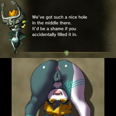 nintendo, the legend of zelda, twilight princess, imp midna, midna, borvar, 1girls, anus, ass, bending over, bent over, blonde hair, butt, female, female only