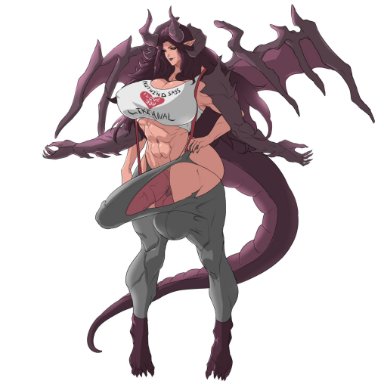 original, carmilla mervallian, oc, original character, tenchizone, 1futa, abs, balls, bare midriff, barefoot, big breasts, breasts, cleavage, clothed, clothing