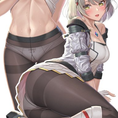 nintendo, xenoblade (series), xenoblade chronicles 3, mio (xenoblade), sssemiii, 1girls, ass, big eyes, boots, breasts, cat ears, catgirl, clothed, clothed female, female
