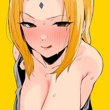 naruto, naruto (series), naruto shippuden, shounen jump, tsunade, hotate-chan, ultraeditsx, 1girls, alluring, big breasts, blushing, blushing at viewer, blushing profusely, breasts, bust