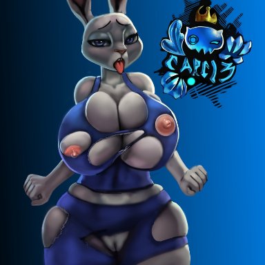 disney, zootopia, judy hopps, 5 fingers, animal humanoid, anthro, areola, ass, bedroom eyes, big butt, breast expansion, breast growth, breasts, buckteeth, butt expansion