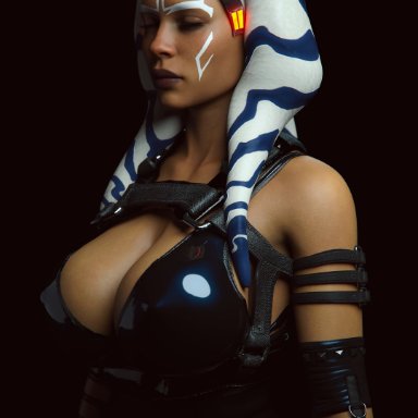 star wars, ahsoka tano, togruta, smz-69, 1girls, alien, alien girl, breasts, cleavage, female, female only, large breasts, solo, 3d, absurd res