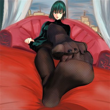 one-punch man, fubuki (one-punch man), 1girls, ass, bangs, bed, big breasts, blush, bob cut, breasts, busty, chair, close-up, clothed, clothing