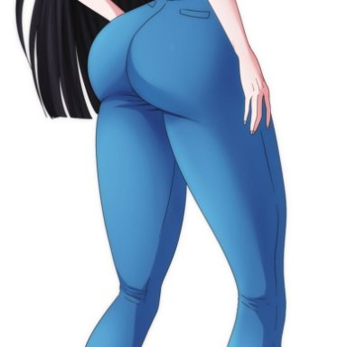 one piece, boa hancock, musaed art, 1girls, black hair, female, female only, heels, jeans, light-skinned female, long hair, solo, solo female, tall, tall female