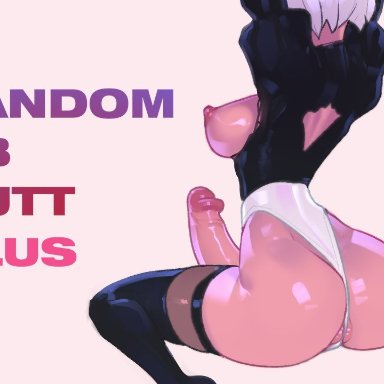 nier: automata, nier (series), yorha 2b, tailbox, 1futa, ass, back, back view, big breasts, big penis, breasts, clothed, clothing, erection, functionally nude