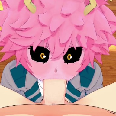 my hero academia, mina ashido, bakura's place, 1boy, 1girls, after sex, ass, backshots, black sclera, blowjob, blush, bouncing breasts, breasts, cowgirl position, cum