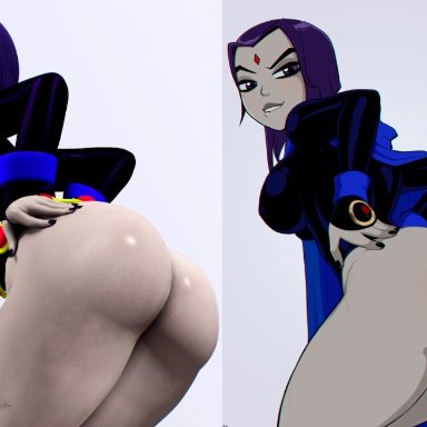 dc, dc comics, teen titans, rachel roth, raven, raven (dc), shadman, 1girls, ass, big, bubble ass, bubble butt, dat ass, goth, hand on ass