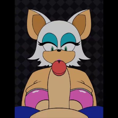 sonic (series), xvideos, rouge the bat, sonic the hedgehog, komdog, 1girl1boy, anthro, bat, blowjob, blue mascara, cum, cum in pussy, deep penetration, fellatio, female