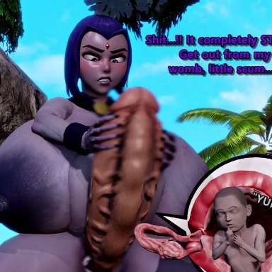 frozen (film), teen titans, anna (frozen), elsa (frozen), raven, brocobich, big belly, cum, cumflation, cursed, female, futa on female, futanari, inflation, mgsm1