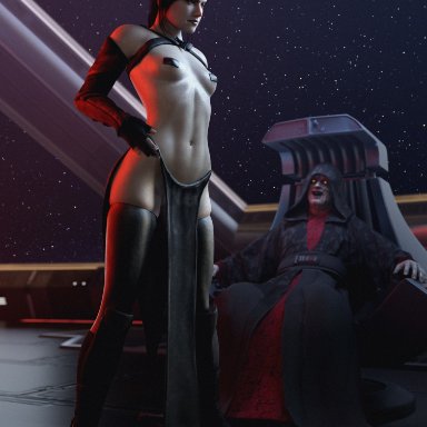 star wars, the force awakens, rey, sith rey, batesz, 1girls, breasts, female, pasties, solo focus, 3d, blender