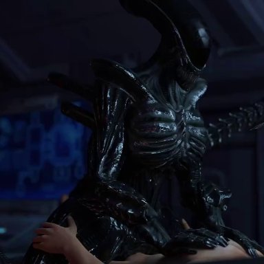 alien (franchise), xenomorph, alicecry, 1boy, 1girls, alien, alien girl, athletic female, big breasts, bouncing breasts, cowgirl position, cum, cum drip, cum in pussy, cum inside