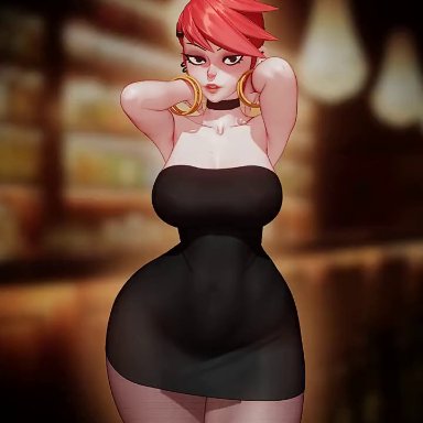 frankie foster, rushzilla, 1girls, dress, female, female only, looking at viewer, red hair, solo, solo female, 3d, animated, mp4, no sound, turntable (animation)