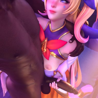 league of legends, riot games, star guardian series, seraphine (league of legends), star guardian seraphine, kinkycat3d, 1girls, 2boys, 2boys1girl, blue eyes, breasts, breasts out, camera, camera view, clothed