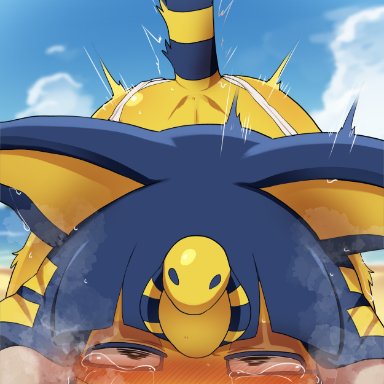 animal crossing, nintendo, ankha, ankha (animal crossing), dagasi, all the way to the base, anthro, ass, beach, blush, bodily fluids, clothing, cum out nose, cum through nose, cumming